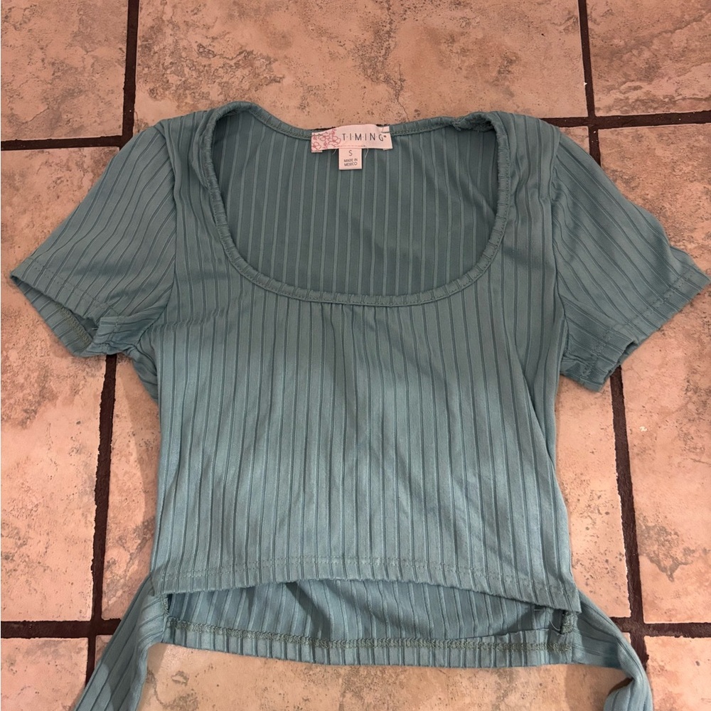 Timing Women's Blue Ribbed Top